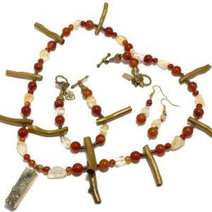Handmade Jewelry Set by Surdigirl - Quartz,  Citrine, Agate